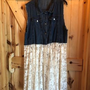 Very awesome blue Jean vest with lace bottom 3x